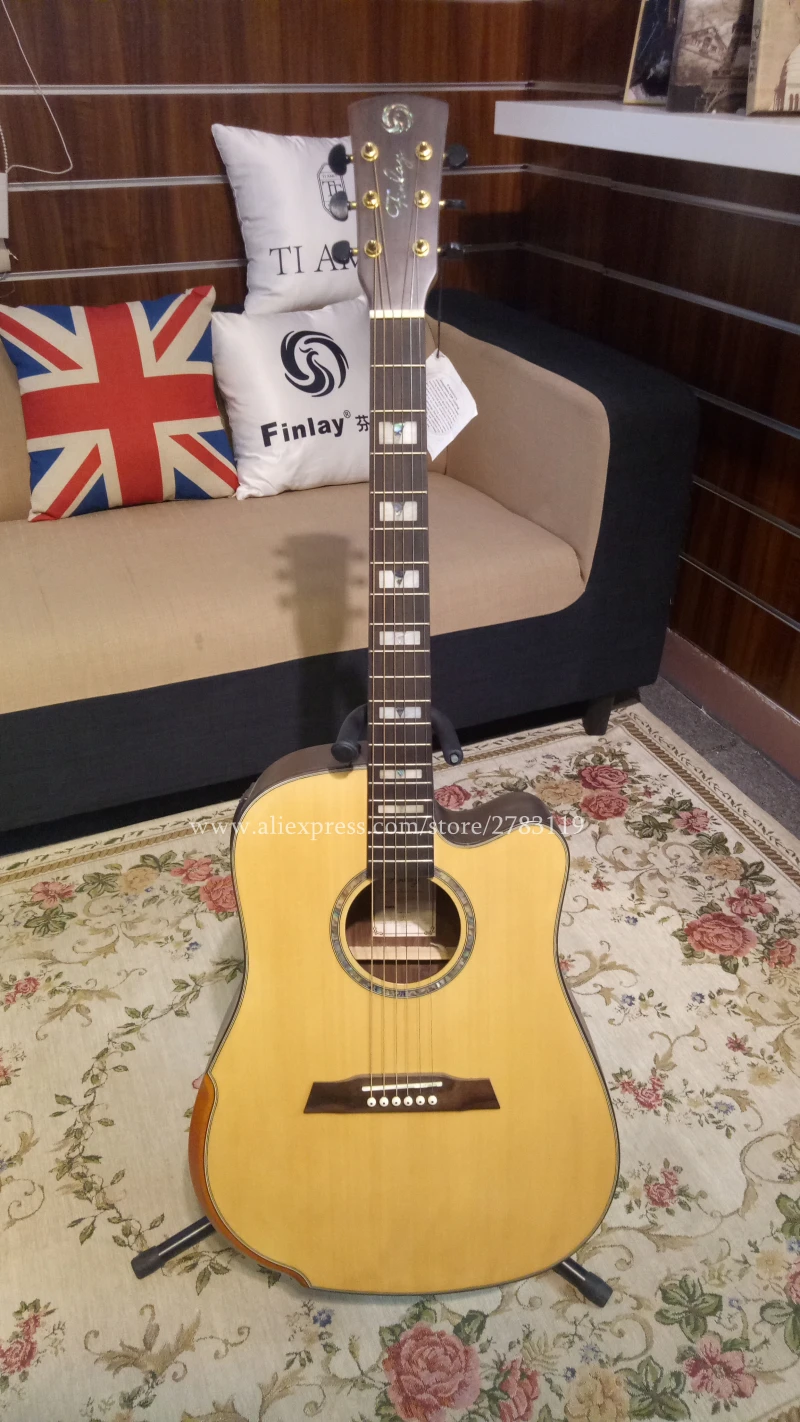 

Professional Cutaway 41" Acoustic Guitars,Solid Spruce Top/Rosewood Body guitarra eletrica With LCD Pickup ,(NOT Perfect Finish)