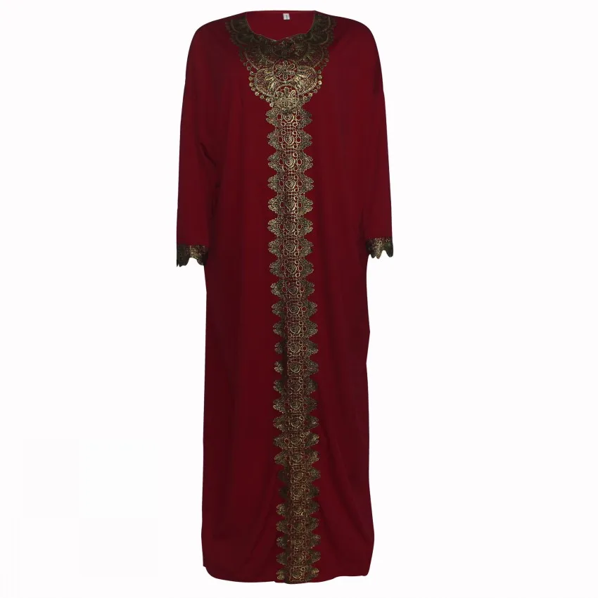 Африканские платья для женщин новые вышитые Длинные Кафтан сплошной размера плюс летнее платье Модные макси эластичные платья абайя платья - Цвет: Бургундия