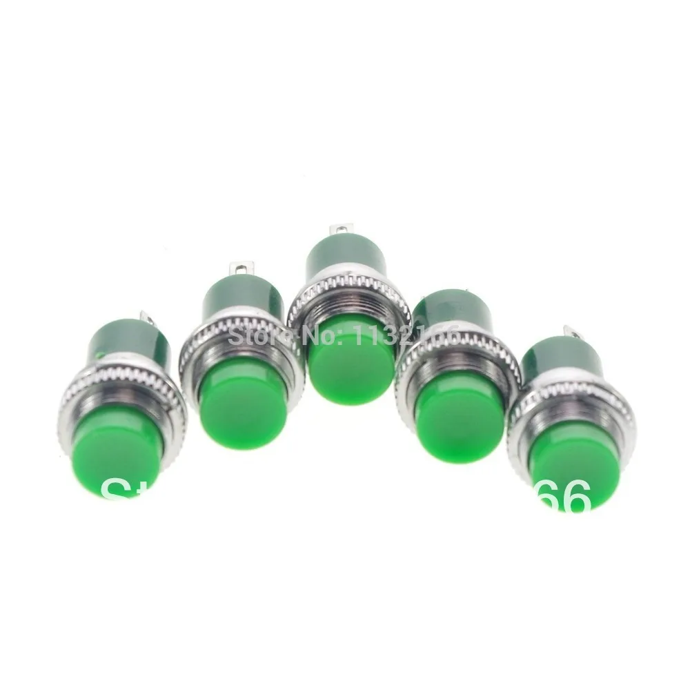 

Green 2 Pin SPST 2A 125VAC 12mm Hole NO Momentary Push Button Switch