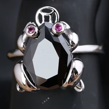Forma encantadora Rana Negro Onyx Rojo Cubic zirconia 925 de Plata Esterlina Partido de moda Jewelrys Anillos EE.UU. Tamaño #6 7 8 9 S1798