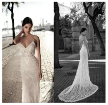 LORIE Lace Mermaid Wedding Dress 2019 Vestidos de novia Spaghetti Straps Lace Sexy Bridal Gown Elegant Backless Wedding Gowns