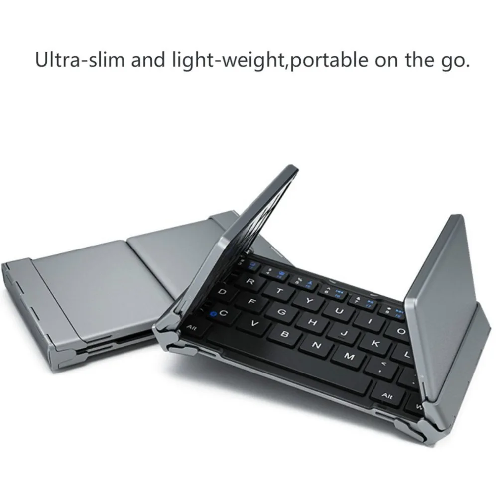 

Intelligent three Folding Bluetooth keyboard Foldable Universal Wireless Keypad for Ipad Mac Ios PC tablet for iPhone Keyboard