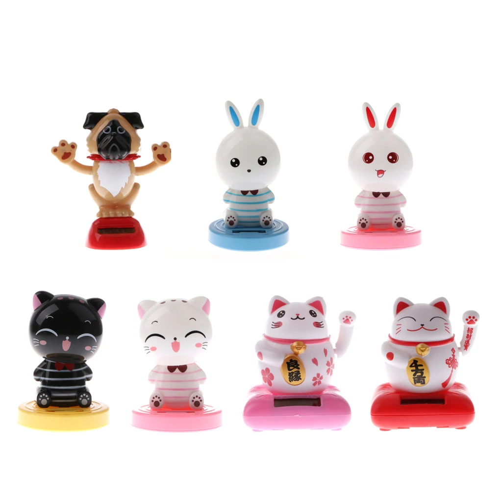 Kids Solar Powered Waving Hands Fortune Cat Kitten Animal Swinging Toy