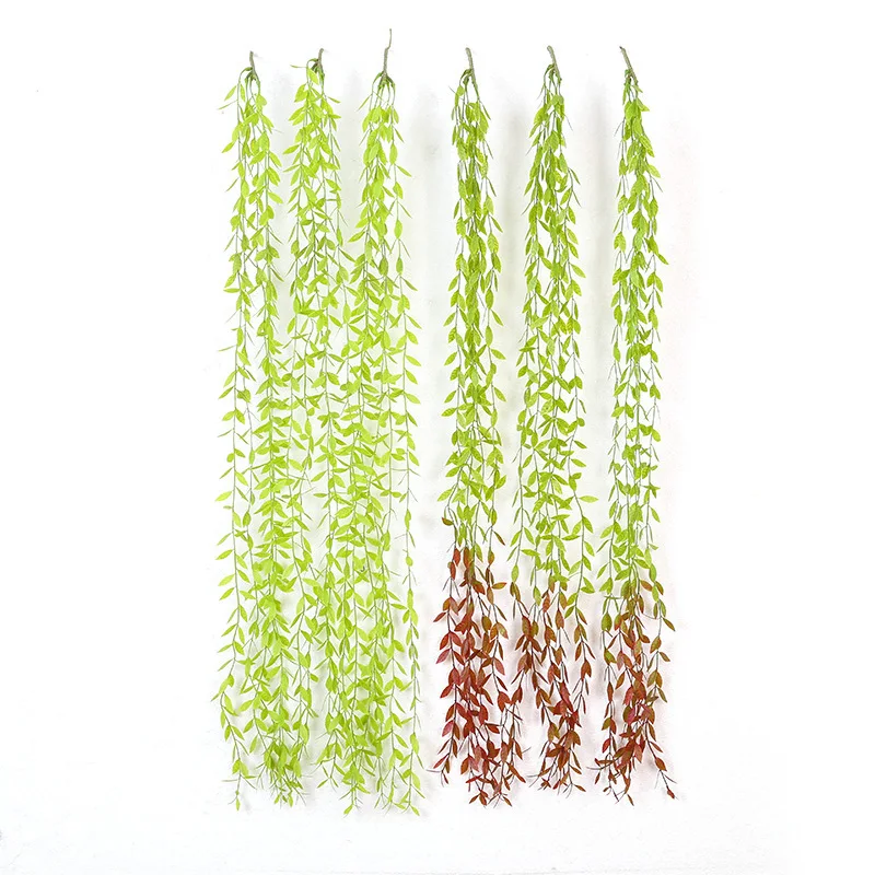 

1 PCS Artificial Plant Rattan Wedding Tree Decorations Green Red Artificial Leaves Flowers Wall Hanging Artificial Plant Rattan