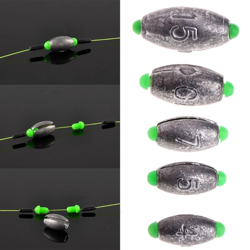 

Toply 10Pcs Fishing Lead Fall Sea Rod Fast Sinking Plummet Olive Shape Fishing Lead Sinker Weights Tackle Accessories