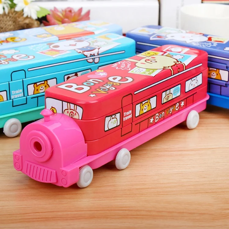 Multifunction pencil box Train sharpener made of tin and high quality plastics 4pcs/lot Free shipping |