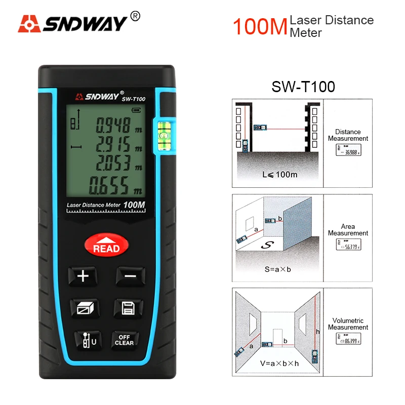 

SNDWAY Premium Distance Measurer 40M 60M 80M 100M Laser Range Finder Laser Distance Meter Laser Rangefinder Muitifunctional