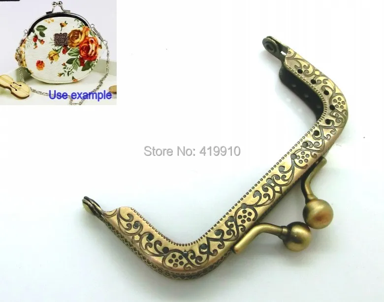 

3Pcs Metal Frame Kiss Clasp Arch For Purse Bag Lock Handle DIY Handmade Antique Bronze Ball Flower Pattern Carved 8x5cm J2590