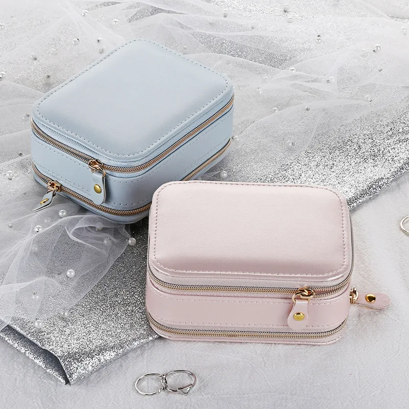 Jewelry Casket Cosmetic Storage Box Makeup Packing Organizer Multi-function Earrings Ring Container Case Portable Leather