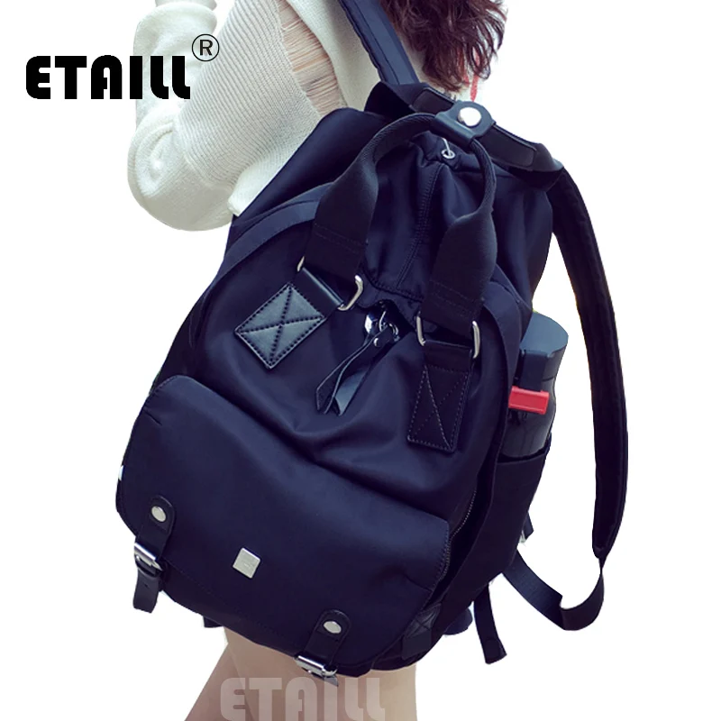 

2016 Stylish Black Waterproof Nylon Rivet Backpack Women Men Student School Bag Travel Bag Daily Day Pack Sac a Dos Luxury Femme