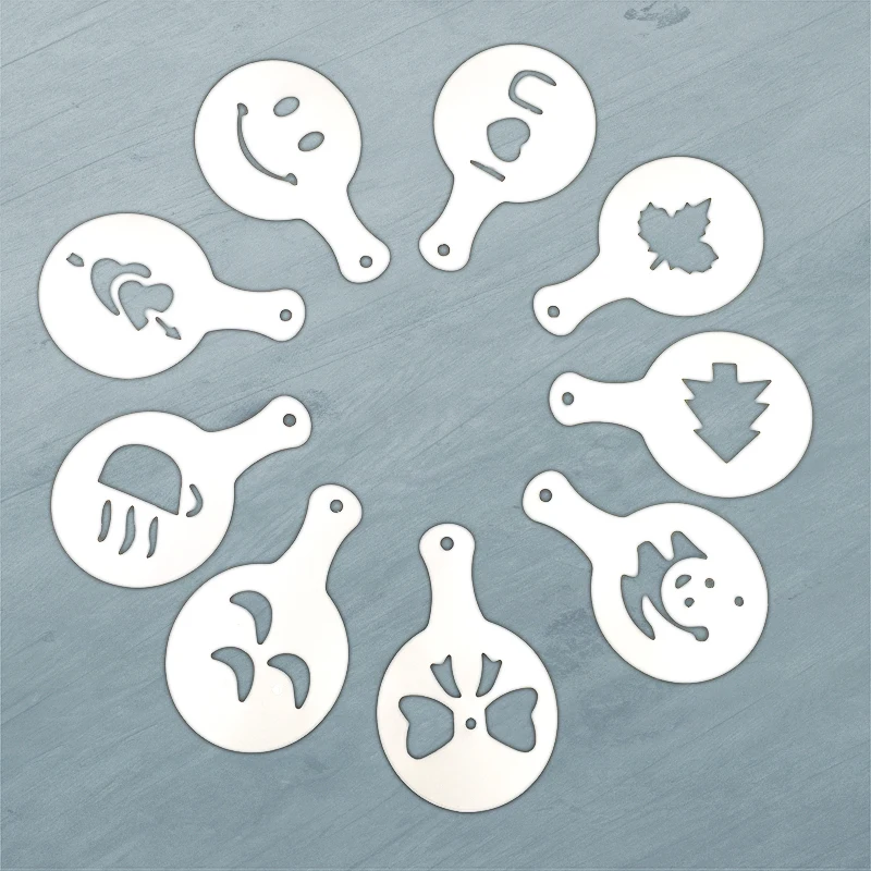 

16pcs Coffee Stencil Filter Coffee Maker Cappuccino Coffee Barista Mold Templates Strew Flowers Pad Spray Art Coffee Tools