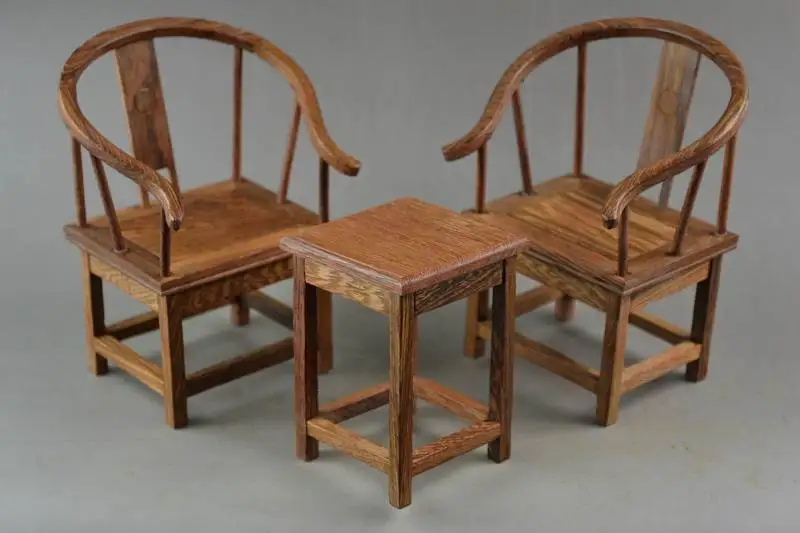 ( Mini ) Exquisite Interesting Old Chinese Handwork Rosewood Carving Lucky Set Of Table & Chair Model ( Mini ) Exquisite Interesting Old Chinese Handwork Rosewood Carving Lucky Set Of Table & Chair Model