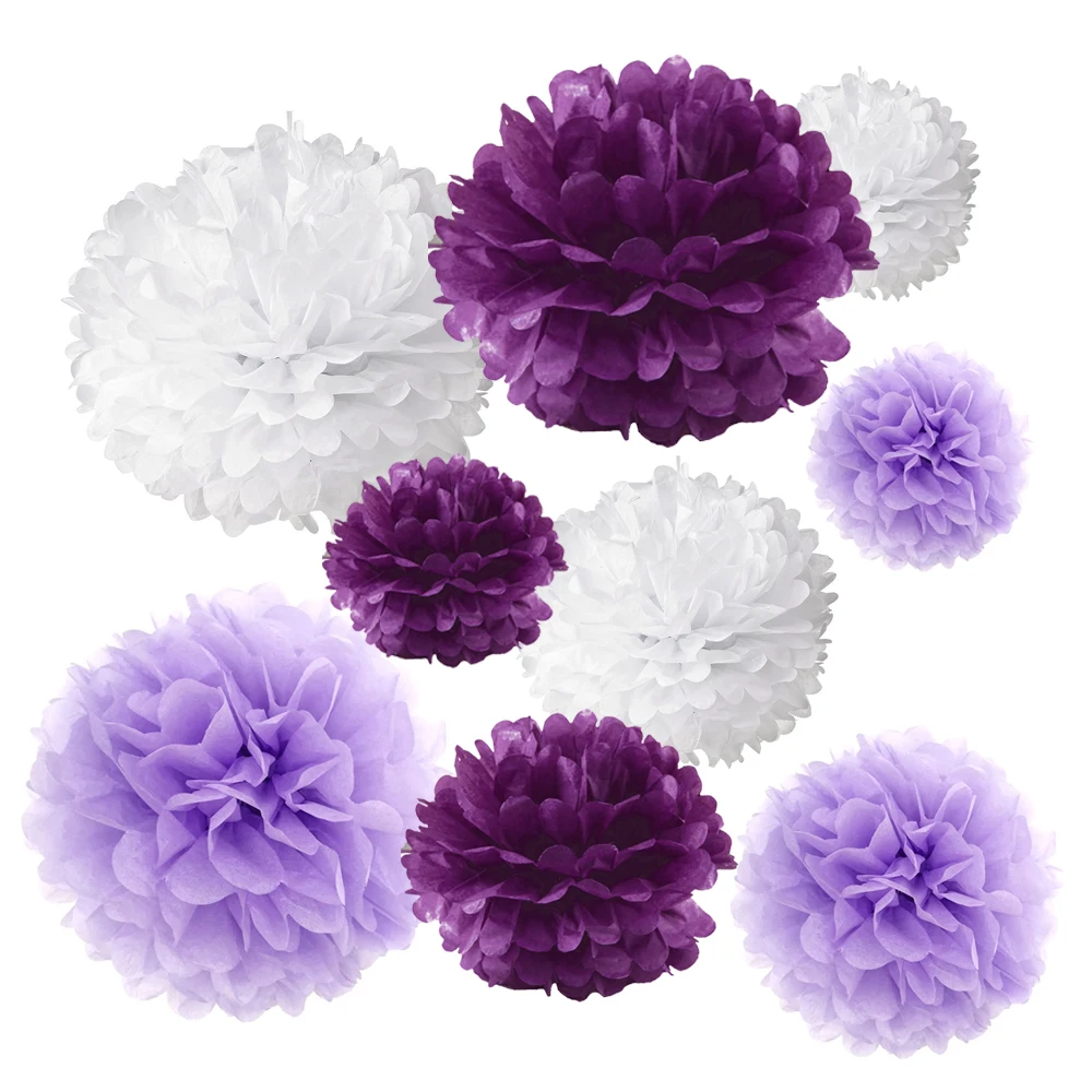 

One Pack (18PCS) Tissue Hanging Paper Pom Poms Flower Ball Wedding Party Outdoor Decoration Craft Kit PF-18PR