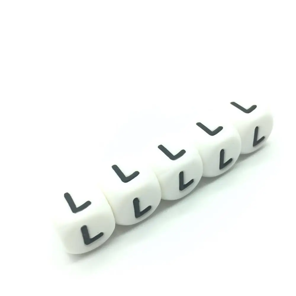 10 шт. кубические буквы силиконовые бусины с надписью «A» персонализированные буквы с жевательным алфавитом бусины пищевого класса 12 мм английские буквы - Цвет: L
