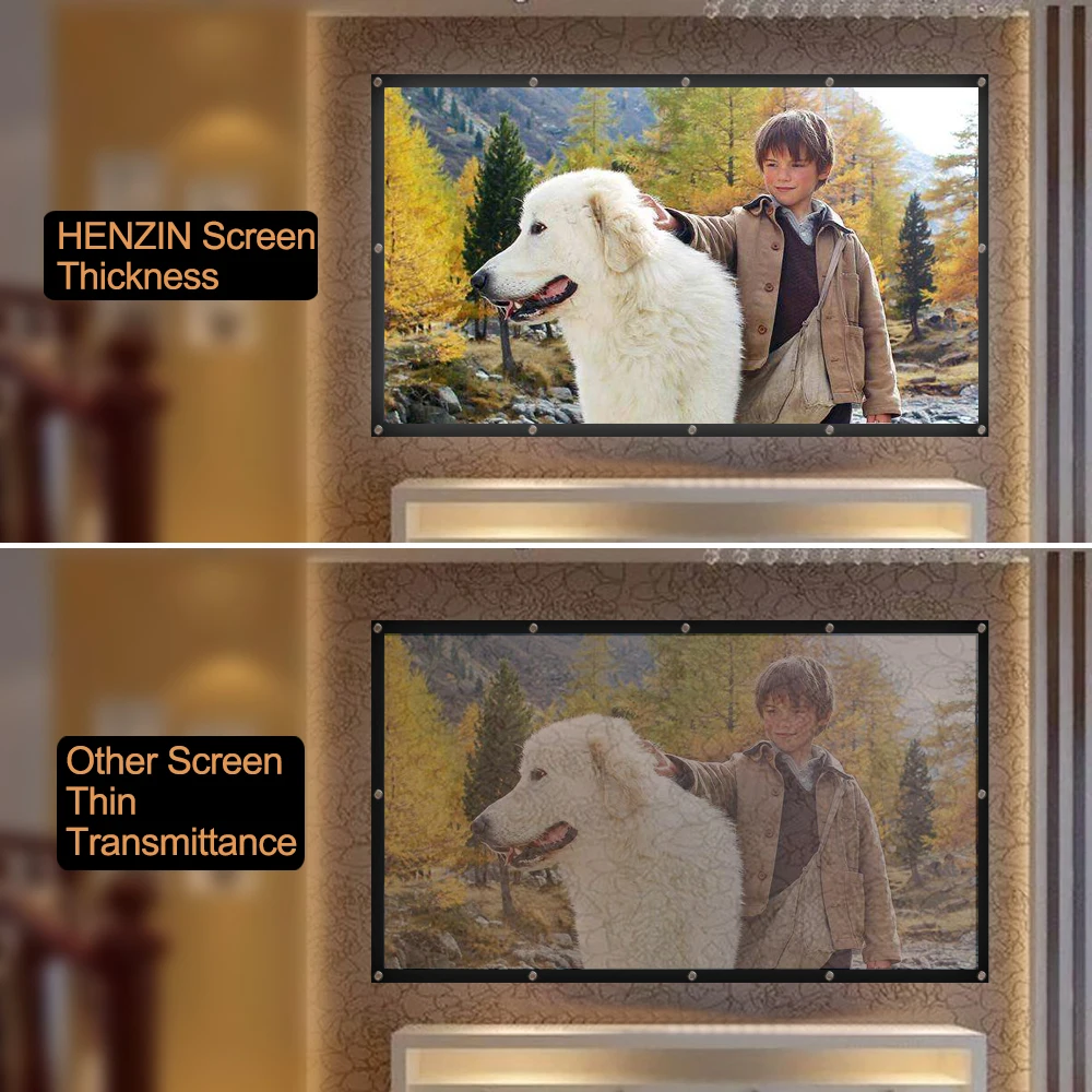 HENZIN утолщенный Портативный 100 120 дюймов 16:9 проектор экран настенный экран для проектора домашний кинотеатр проекционный экран