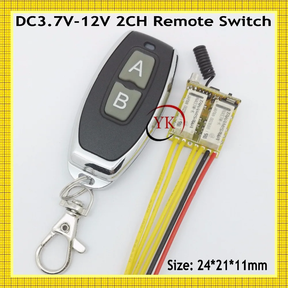 

2 CH Channel Mini Relay Contact Remote Switch Button Cable Wire Remote ON OFF Switch 3.7V 5V 6V 9V 12V NO COM NC 315 433 Learni
