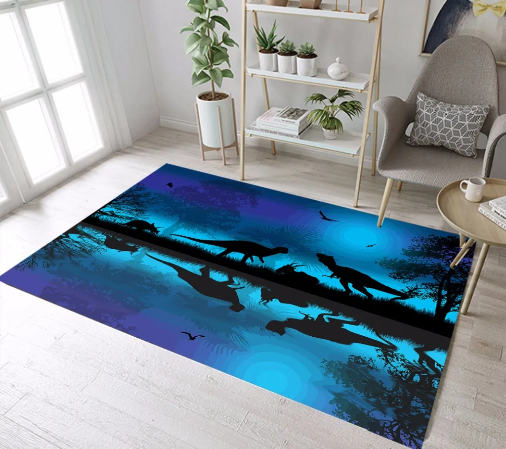 

Dinosaurs Silhouettes Area Rugs And Carpets for Kids Baby Home Living Room Large Cushion Bedroom WC kitchen Floor Door Bath Mats