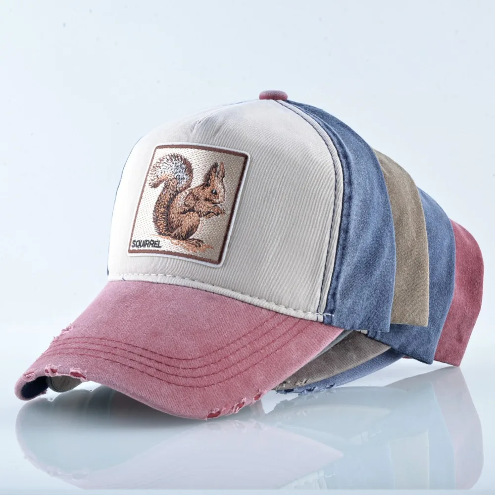 Cappelli snapback per uomo scoiattolo ricamo berretto da baseball