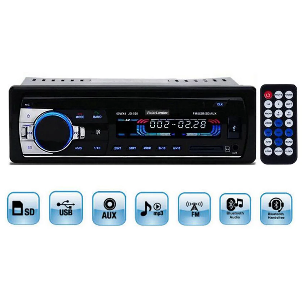 New 12V car Radio Audio Stereo bluetooth MP3 Player USB SD AUX IN MMC Port Car Electronics In Dash 1 DIN remote control | Автомобили и