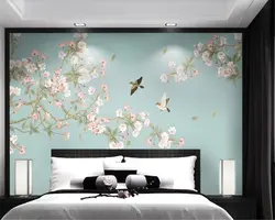 Beibehang бегония цветы Новый китайский ручная роспись тщательно цветы и птицы настенные декоративные живопись на заказ обои 3D