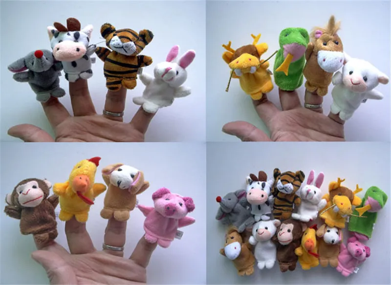 12pcslot Animals Finger Puppets Plush Toys Chinese Zodiac Baby Kids Pop Finger Dolls  (1)