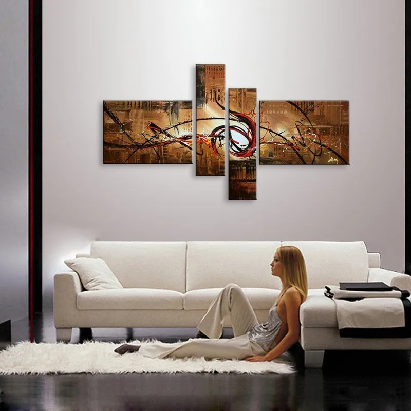 Картины маслом на холсте красный черный белый украшение дома Современная Абстрактная живопись маслом стены DY-134M