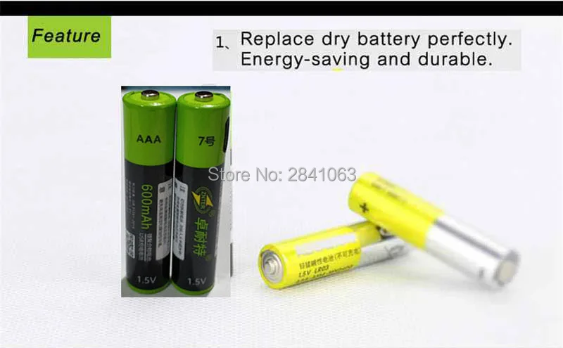 4 шт. ZNTER 1,5 V AAA usb Батарея 600mAh литий-полимерный литий-ионный аккумулятор+ 1 usb кабель