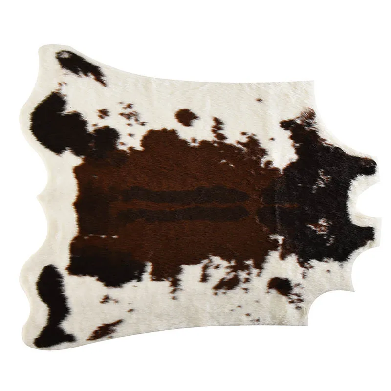 Cowhide Print Rug Artificial Cow Wool Faux Fur Skin Leather Bathroom Anti-slip Mat Animal Print Carpet for Home 3 Size