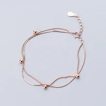 La MaxZa, двухслойные браслеты-цепочки для женщин, 925 пробы, серебро, розовое золото, браслет, минималистичное ювелирное изделие, женские аксессуары