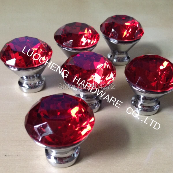 Interior Red Cabinet Knobs For Kitchen 10pcs lot free shipping 30mm zinc alloy red diamond crystal kitchen cabinet knobs handles dresser cupboard door knob pulls in cabinet
