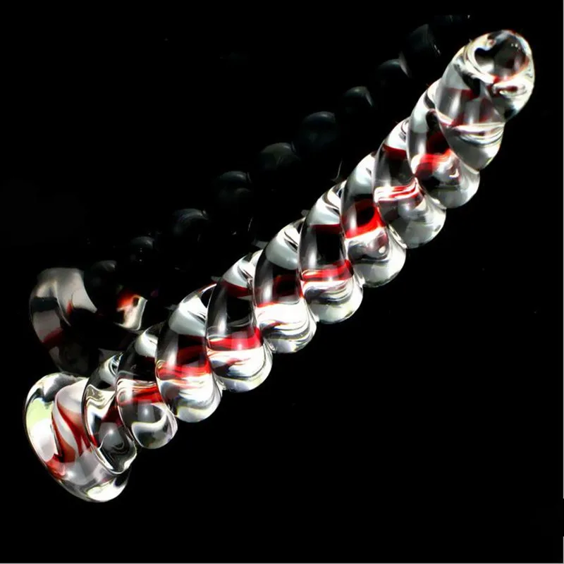 Unisex Crystal Glass Spiral Dildo Womans G Spot Stimulator Male 