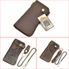 Luufan Men's Leather Long Wallet With 3D Embossing Key Chain Wallet With Iron Chain 100% Genuine Leather Wallet For Cards 5