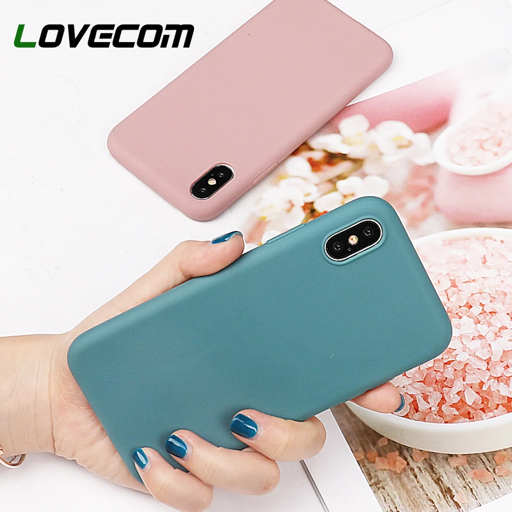 

LOVECOM Simple Solid Candy Color Phone Case For iPhone 6S Plus 7 8 Plus X XS XS Max XR Soft TPU Phone Protector Full Body Cover