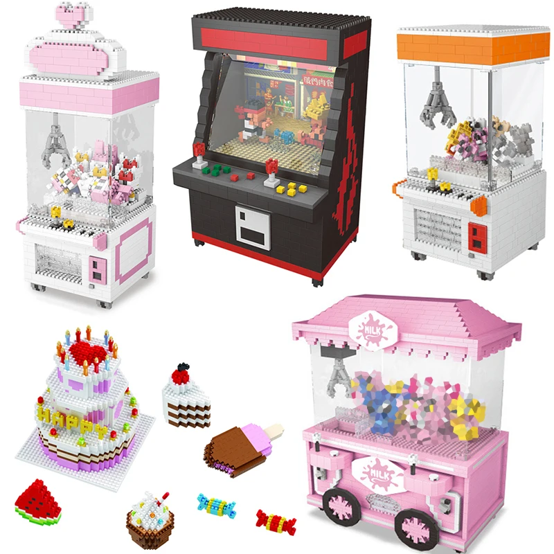 

1000pcs Playground Clip Doll Machine Birthday Cake Diamond Building Blocks DIY Game Machine Mini Bricks Educational Toys For Kid