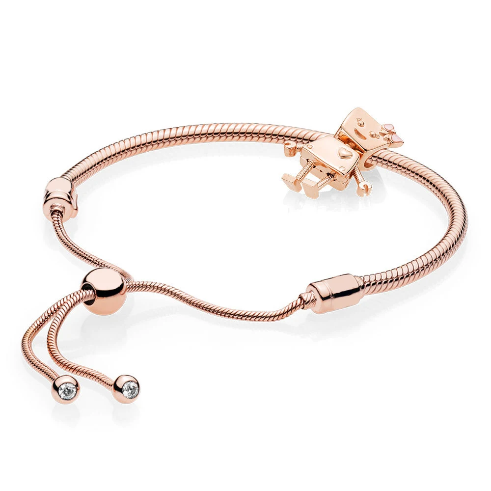

DERMSPE Charm Pando 925 Sterling Silver ROSE BELLA BOT BRACELET SET Fit DIY Bracelet FREE Send Original Box