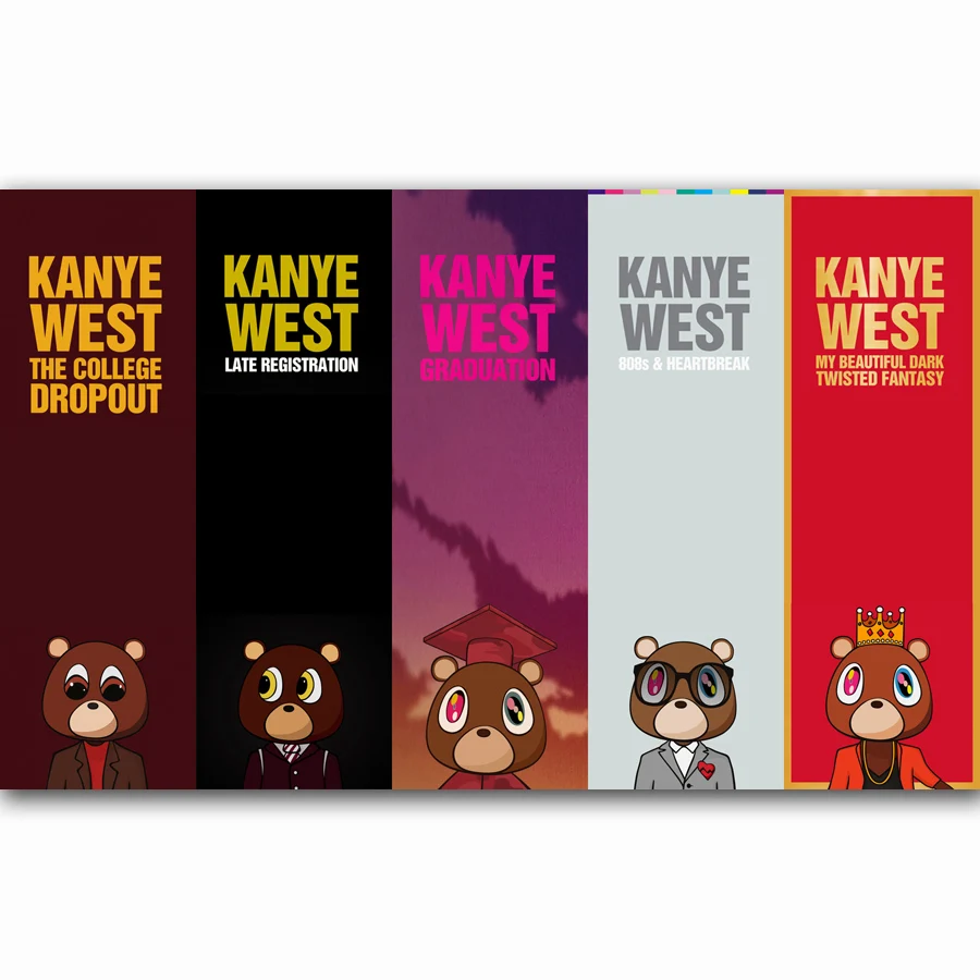 FX181 Kanye West& Kid Cudi Kids See Ghosts Hot, музыкальный альбом, плакат, искусство, Шелковый светильник, холст, современный, для дома, комнаты, настенный принт, Декор - Цвет: Design 008