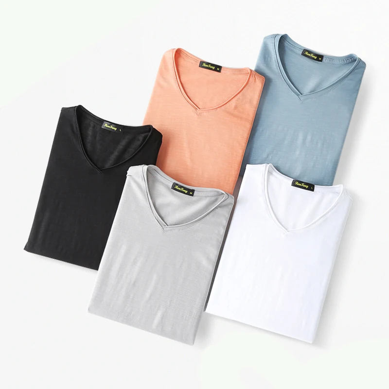 2018 Summer New Casual Quick Dry Shirts Men Breathable Pure Bamboo Fiber Fashion Three Quarter Slim Fit T-shirts Brand Clothing (4)
