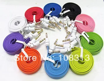 

1000pcs/lot 1M Flat 3.5MM Male to Male Audio Cable Aux Car Audio Cable for iPhone 6 5 for Mobile Phone for MP3 /MP4 Tablet PC