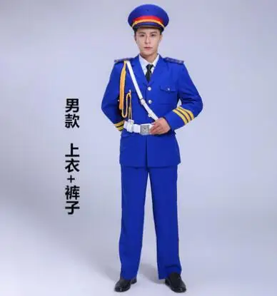 Национальный флаг мужская форма учреждений honor гвардии госслужащего; костюм на мальчика для выступления в стиле милитари Костюмы флаг Райзер одежда - Цвет: Синий