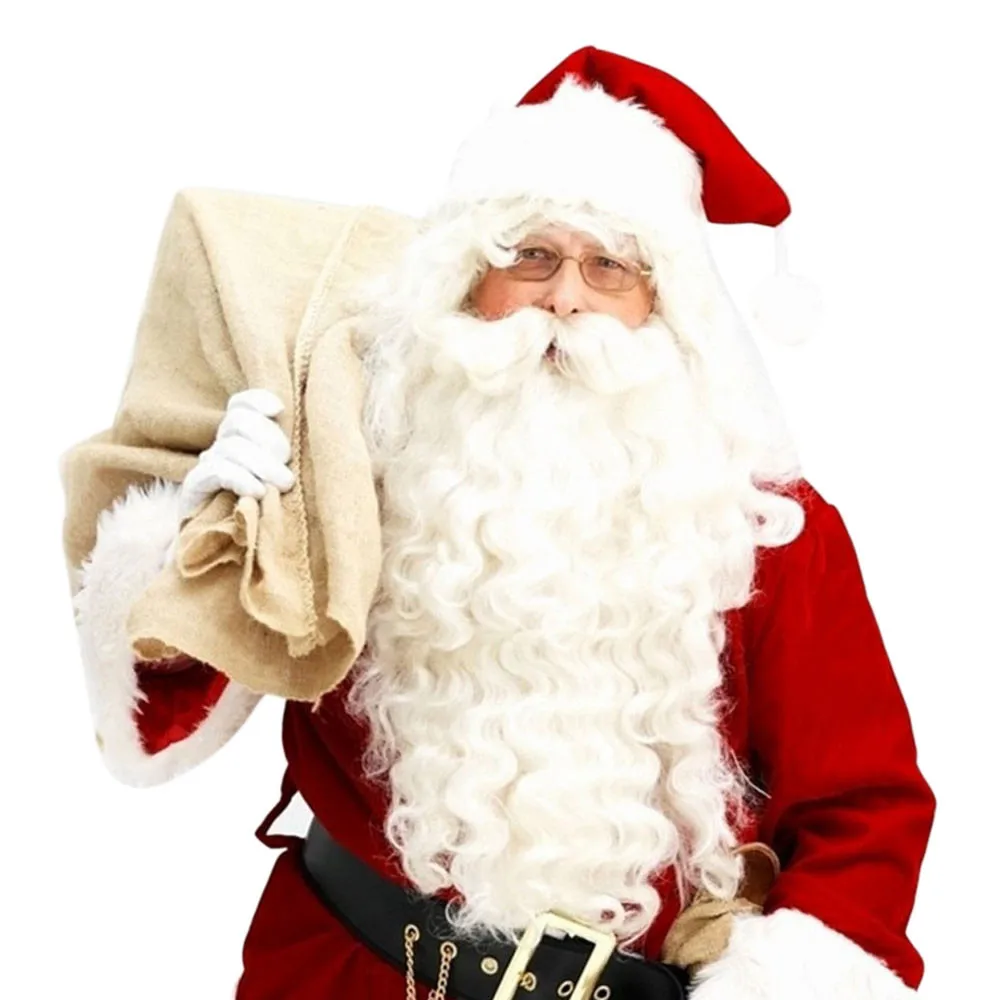 

free shipping****^^ Deluxe Santa Christmas Santa Claus Wig + Beard Set Christmas Fancy Dress Claus Beard Heat Resistant Cosplay