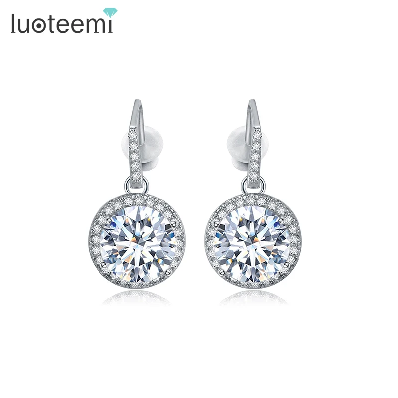 Новые Классические модные серьги гвоздики LUOTEEMI для девочек блестящие круглые