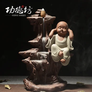 

4 Model For Choice Ceramic Incense Burner The Little Monk Purple Clay Censer Home Buddhist Temple Ornaments