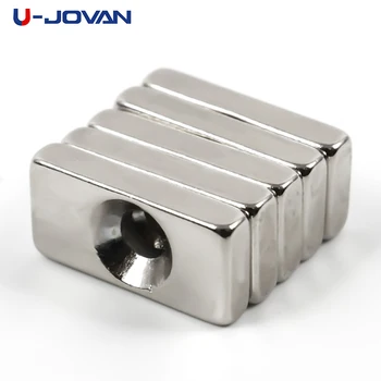 

U-JOVAN 5pcs/lot 20 x 10 x 4 mm Hole: 4mm Super Strong Rare Earth Countersunk Block Neodymium Magnets 20*10*4-4mm