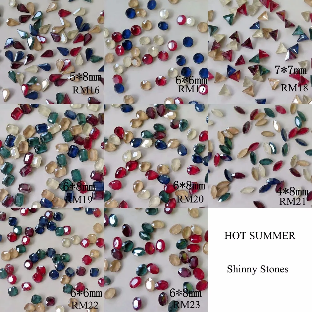 

30pcs/bag Cute High Quality Mixed-Mocha-Color Point-back Summer Color Crystal Gem Stone Nail Art Gem RM16-23