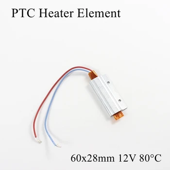 

60x28mm 12V 80 Degree Celsius Aluminum PTC Heater Element Constant Thermostat Thermistor Air Heating Sensor With Shell 60*28mm