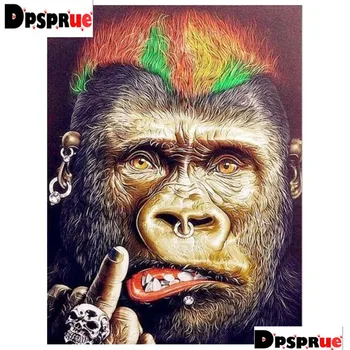 

Dpsprue Full Square/Round Diamond Painting Cross Stitch Diamond 3D Embroidery Gorilla DIY 5D Moasic Home Decor Gift K72