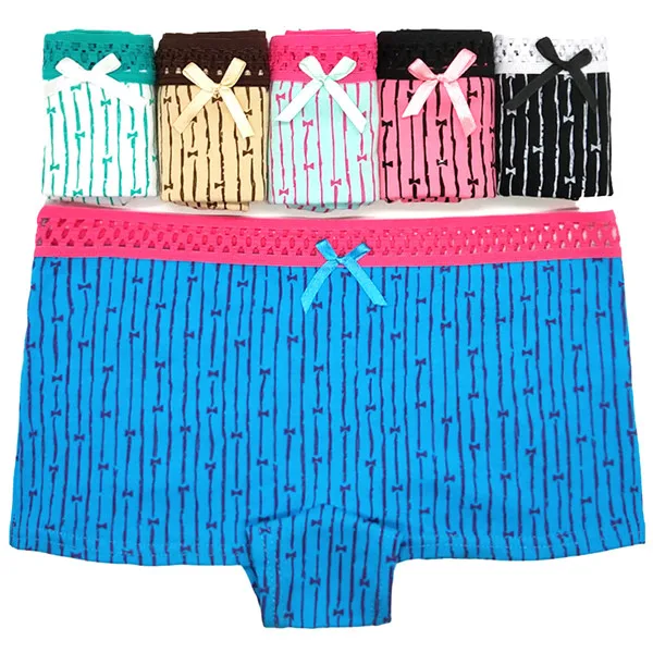Buy Lot of 6 Stripe Cotton Women Boxer Short Spandex