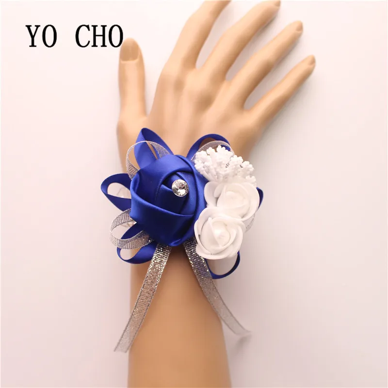 YO CHO 10 шт. свадебный цветок на руку, свадебное украшение, свадебный браслет с розами, Шелковый PE искусственный цветок для невесты, подружки невесты