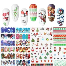 48 листов, 3D наклейки для ногтей, случайный цвет, Рождество, зима, снеговик, узор, серия, сделай сам, стереоскопический стикер для ногтей, украшение