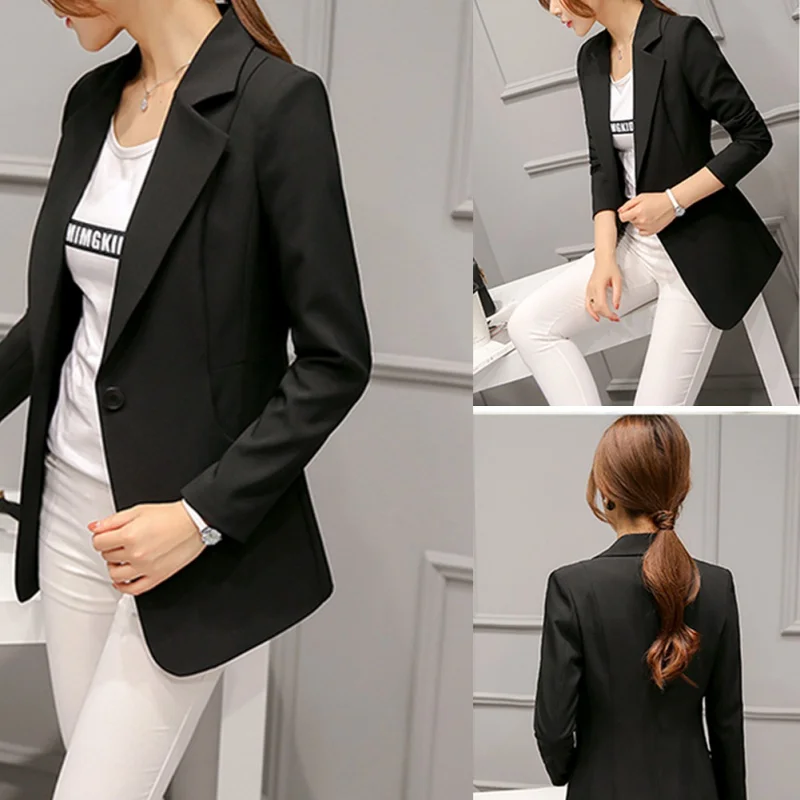 Women Suit Jackets Work Office Outwear Top Blazer Summer Short Design Long Sleeve Blazer Feminino Wine Red Navy blue Gray